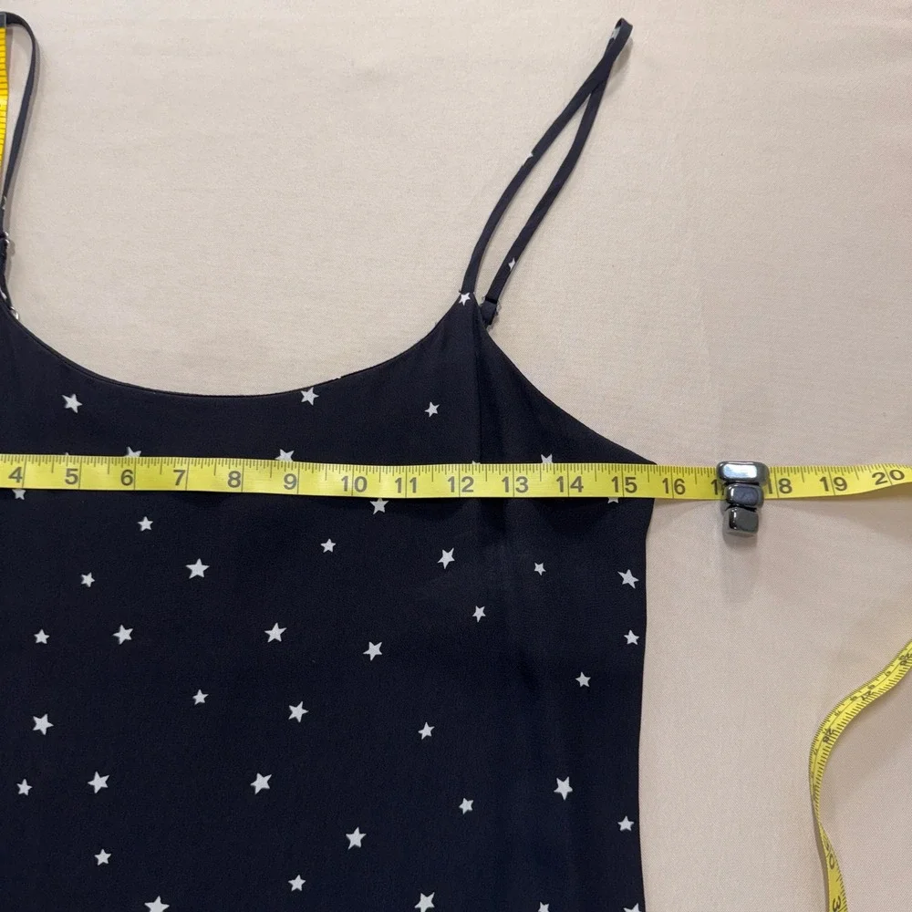 Reformation Lindsay Mini Slip Dress Satellite Size 4 Black LBD Stars Date Night